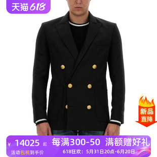 BALMAIN新款男士时尚休闲技术羊毛夹克外套长袖西装上衣黑色SS24