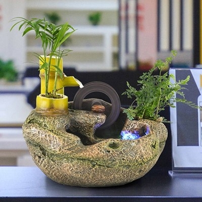 石来运转摆件流水*桌面摆件假山招财喷泉盆景客厅家居装饰品办