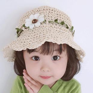 女宝宝帽子女孩公主草帽薄款防晒遮阳帽儿童太阳帽子夏季1-3岁潮2
