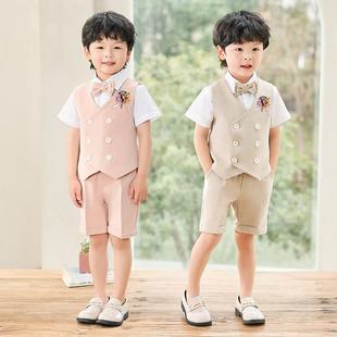 儿童西装夏款韩版马甲套装男童六一主持演出服宝宝周岁花童婚礼服