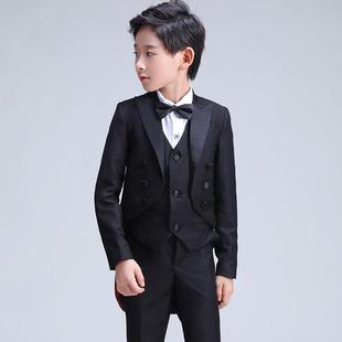 六一男童西装套装韩版黑色儿童燕尾服英伦花童礼服夏主持人演出服