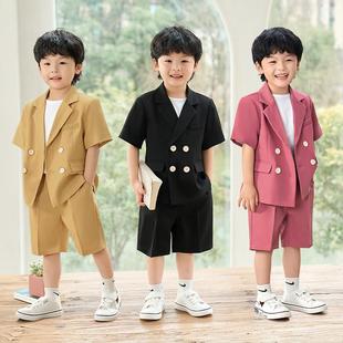 儿童西服男童休闲韩版套装夏季新款短袖西装花童时尚帅气童装礼服