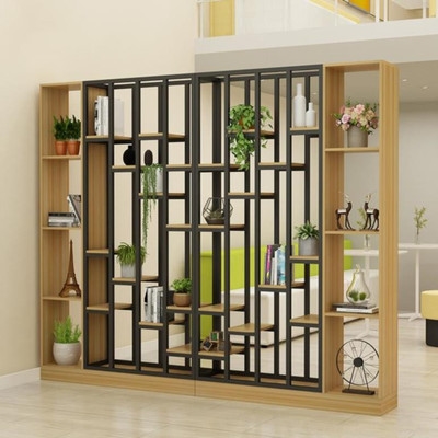 门口玄关客厅和餐厅的隔断柜双面铁艺架简易置物办公桌摆设隔断.