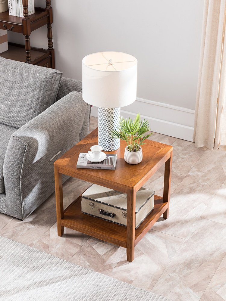 实木边几客厅沙发角几角柜简约小桌子茶几美式侧边柜方形桌床边柜
