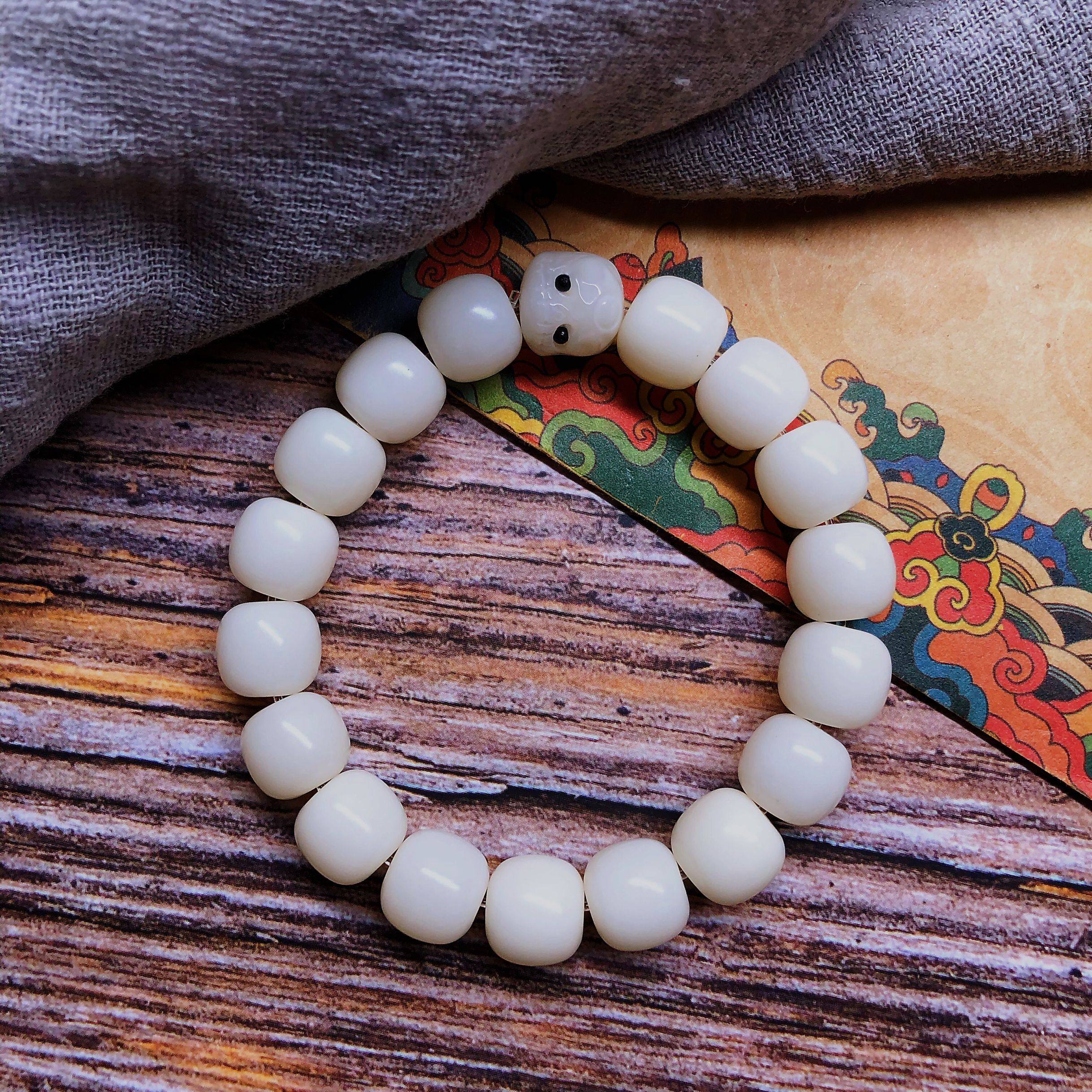 绕指柔冷门白玉菩提根女手串老型手持单圈念珠阿呆aupun6i8tiu