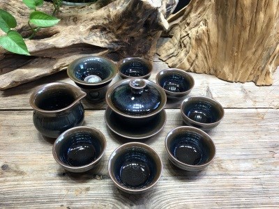 建盏功夫茶具兔毫功夫茶具套装黑瓷铁胎原釉建盏兔毫茶具整套