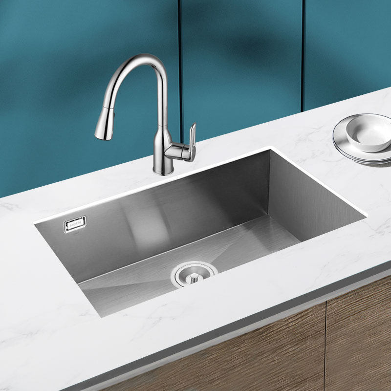 摩恩手工水槽单槽厨房304不锈钢水池嵌入式台下盆洗菜盆龙头套餐