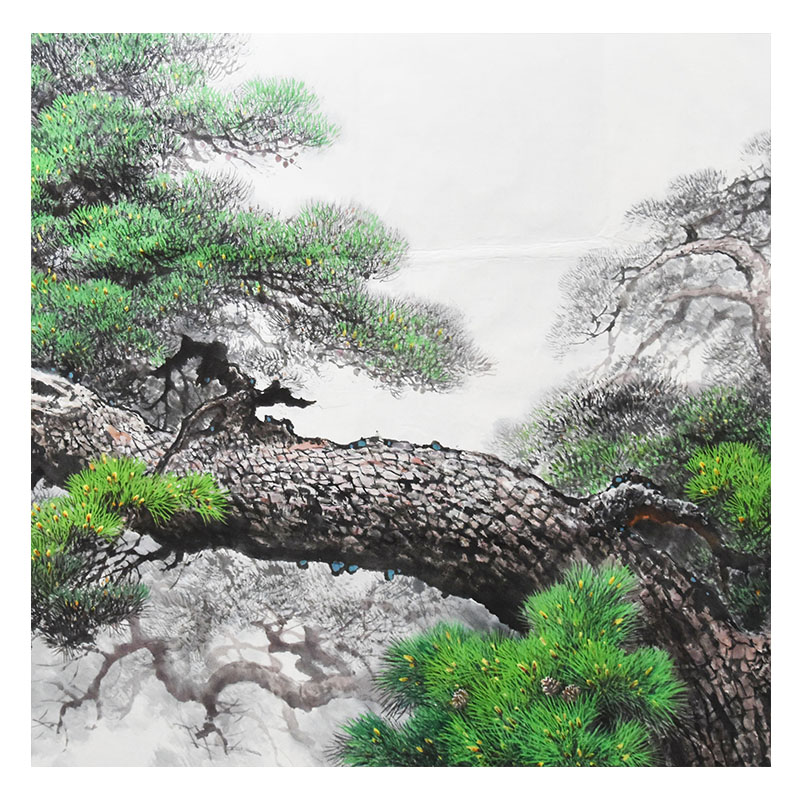 (朝鲜画)功勋艺术家 方善姬《松树系列2》 万寿台-【锦绣山】