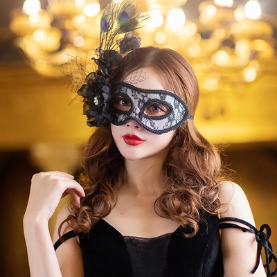 唯美蕾丝面具生日宴会派对羽毛性感女神时c尚单品化妆假面舞会道