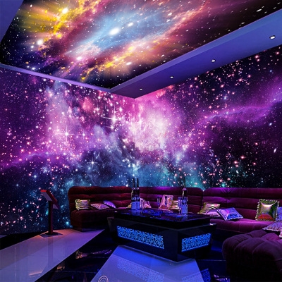 星空墙纸壁布客厅卧室屋o顶吊顶背景墙壁纸3d立体宇宙星球无纺布