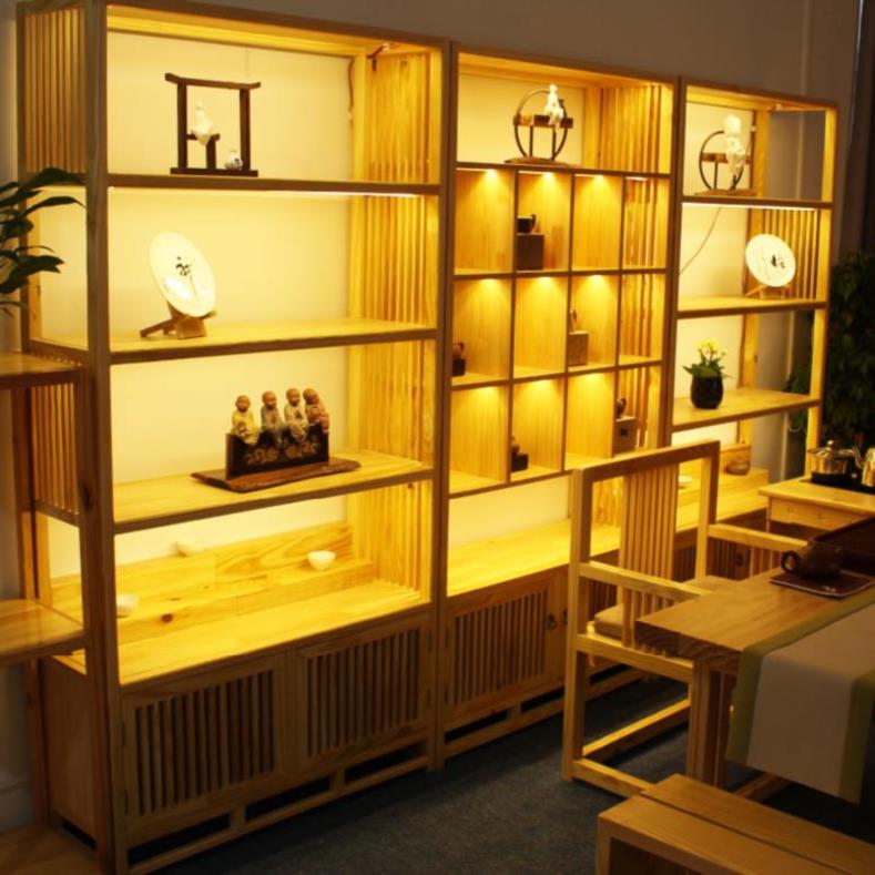 茶叶架日式货架g展示柜陈列柜储藏室酒架格子展柜商店客厅层架装