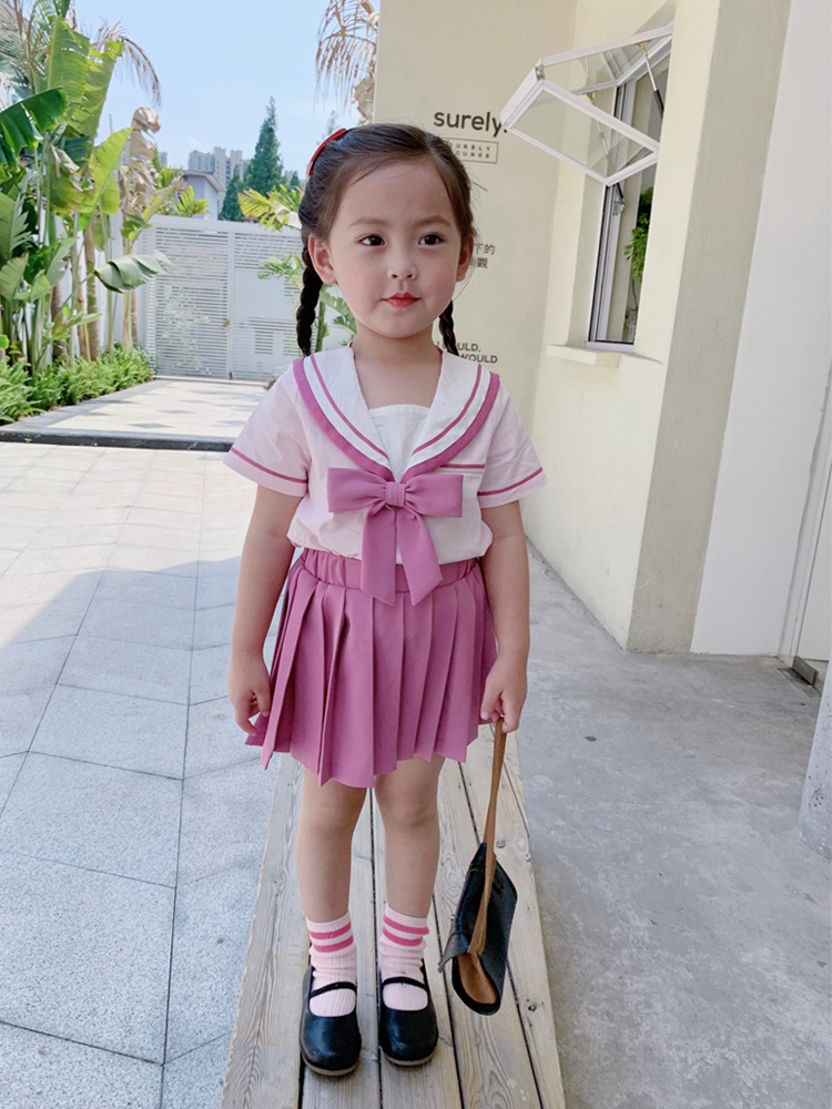 女童学院风套装裙夏季日系jk制服幼儿园校服两件套海军翻领