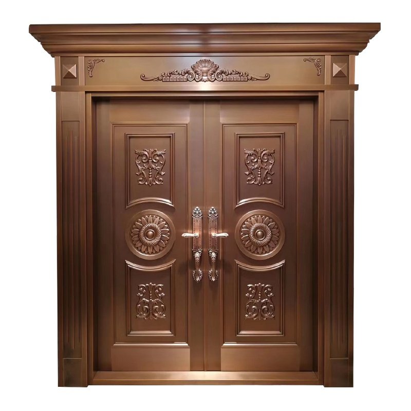 铜门别墅大门进户门对开门纯铜四开门农村入户门子母门防盗门