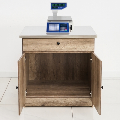 超市称台桌子电子秤散称木质称重台钢木收银台不锈钢金属柜x子货