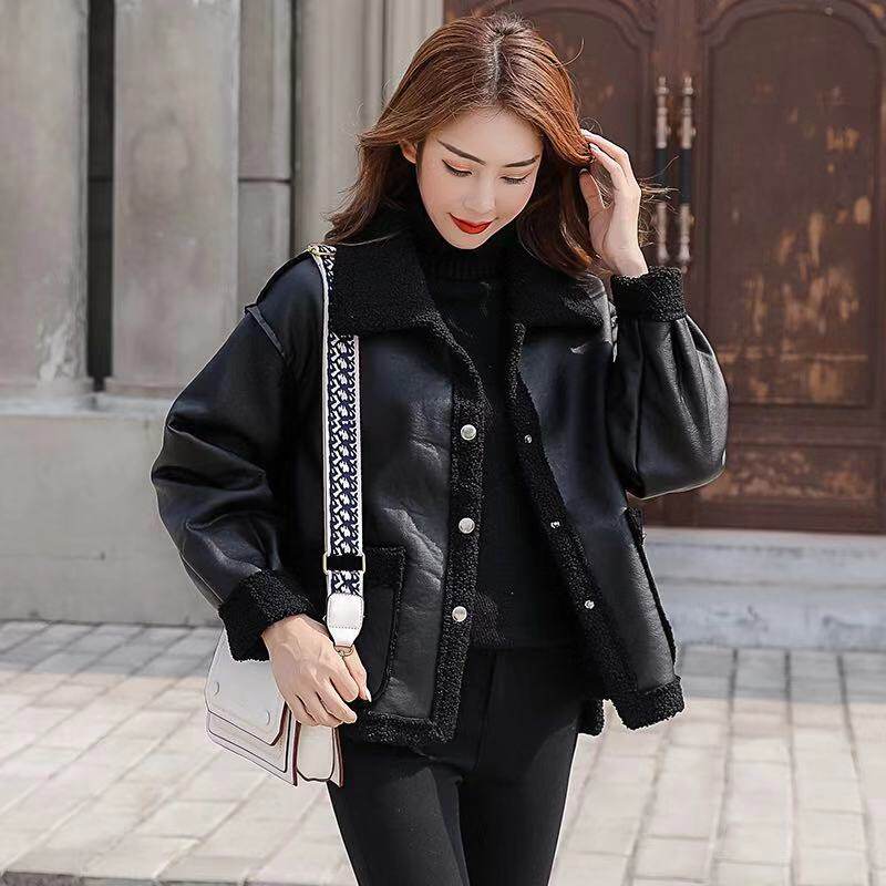2020新款外套女短款皮毛一体羊羔绒