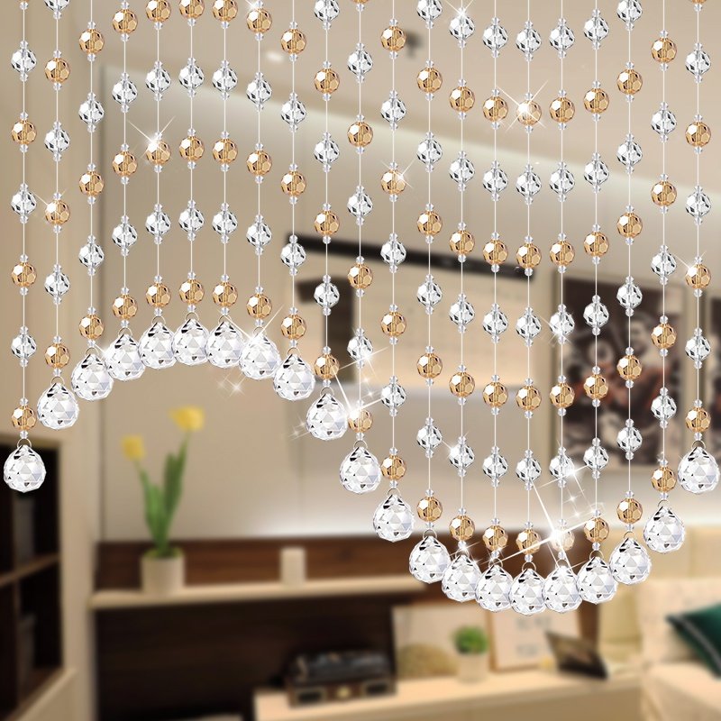 水晶珠帘波浪形隔断欧式餐厅客厅阳台装饰玄关珠帘