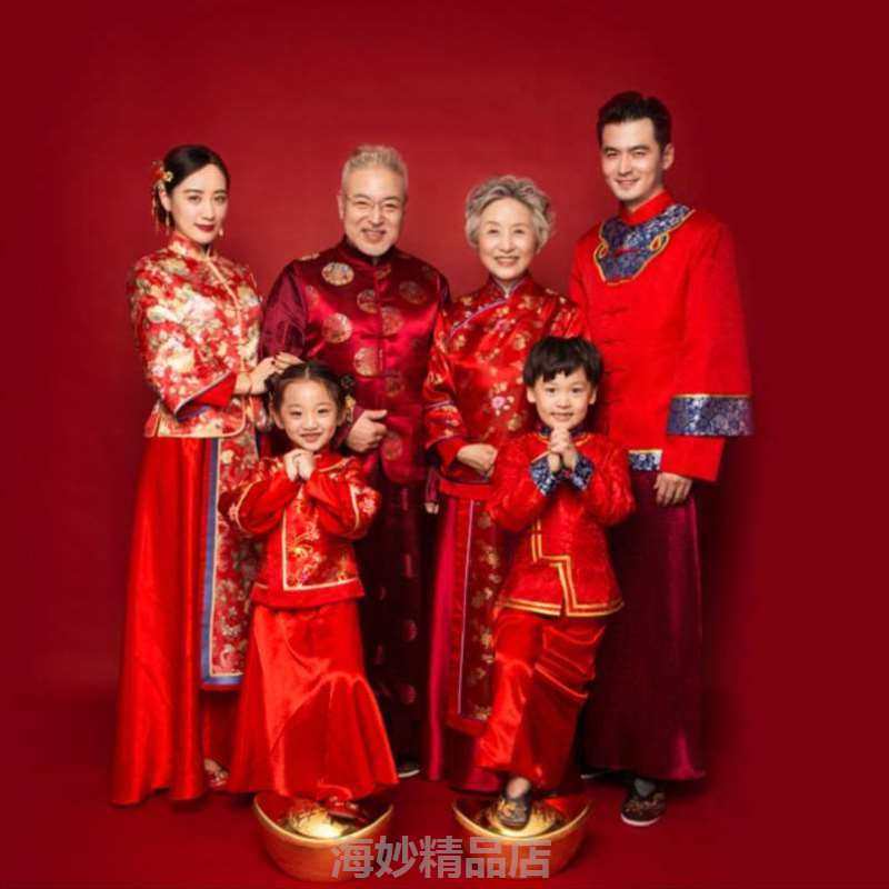 影楼全家福民国风主题服装中式中国风家庭装唐装新年拍照衣服古装