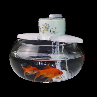 圆形鱼缸过滤器玻璃金鱼三合一外置小型圆缸循环k净水增氧泵设计