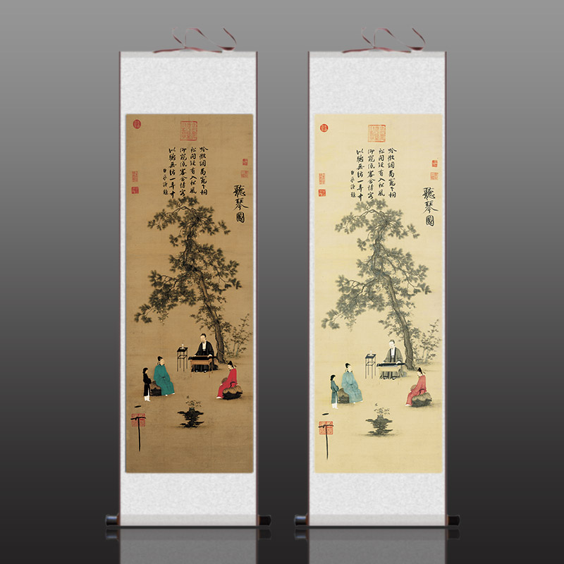 听琴名画竖款挂画卷轴仿古字画传世中国中国传世名画国画