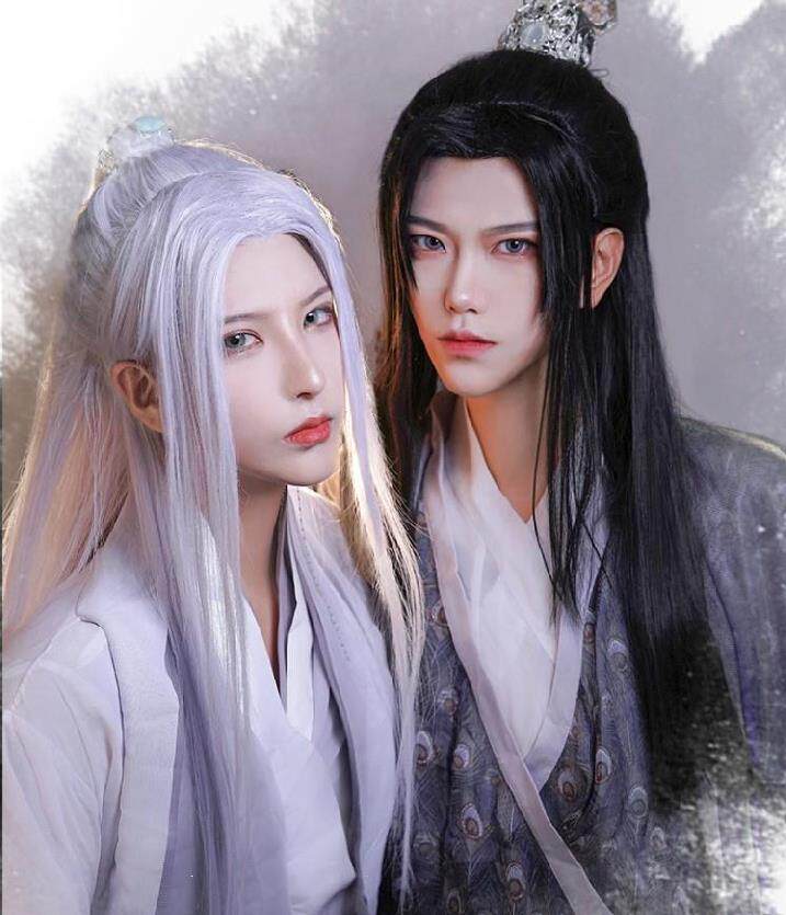 帅气_男少年男士帅气汉服饰品万用头套式蓬松古代男生古风高马尾假发