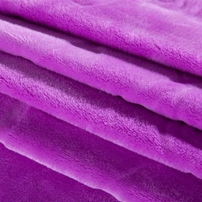 款床单绒毯粉色紫色毛毯卧室纯色结婚铺床毯加厚简约盖绒秋冬珊瑚