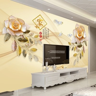 壁画中式背景墙.3d电视装瓷砖新款艺术大厅客厅风大气套装装饰家