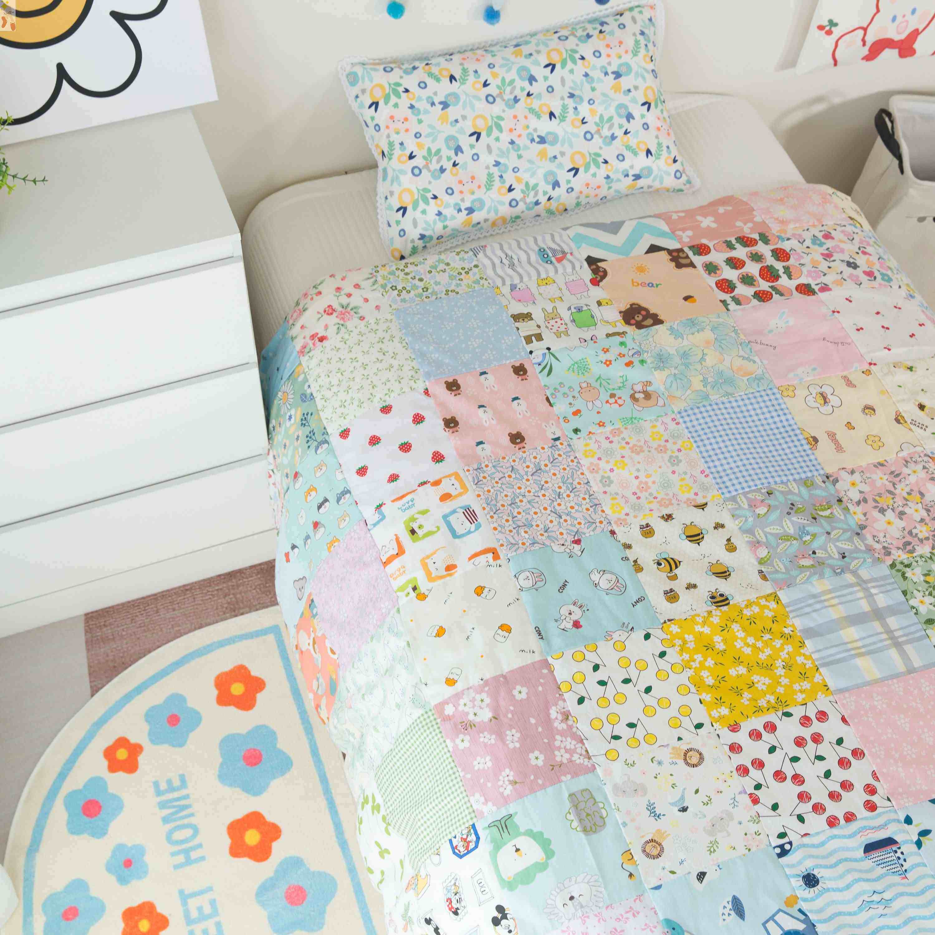 百家被布料卡通拼接拼布diy手工布娃娃材料包缝制布偶布头小花碎