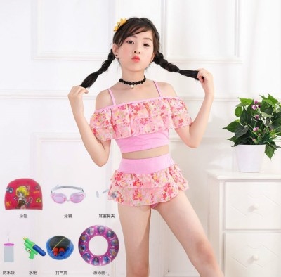 分体吊带韩版儿童1312性感比基尼游泳衣女童泳衣分体裙式小孩碎花