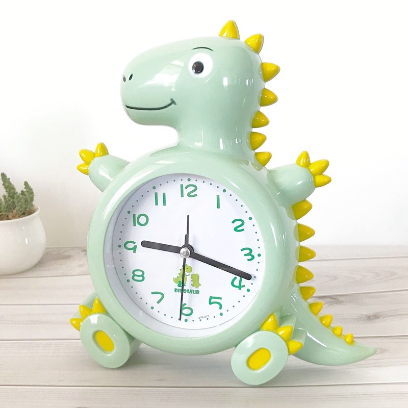 小学生闹钟男孩卡通恐龙造型儿童房卧室床头桌面起床时钟创意摆件