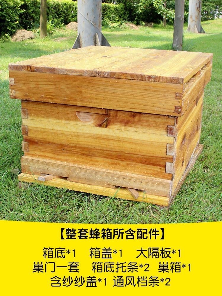 实木中蜂圆桶蜂箱诱蜜蜂箱蜜蜂土养养蜂工具圆形杉木蜂桶格子加厚