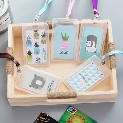韩国创意校牌卡套带挂绳小学生饭卡韩版小清新透明乘车公交卡可爱