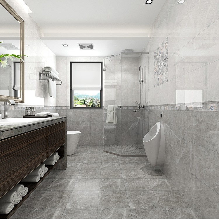 浅灰色浴室墙砖厨卫砖300x600瓷砖地砖卫生间防滑地板