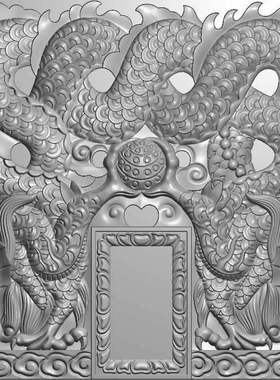 碑头精雕图jpg双龙头龙凤灰度图