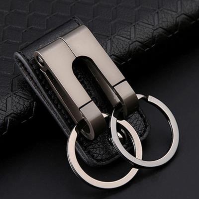 中邦钥匙扣男腰挂真皮穿t皮带钥匙链高档锁匙扣皮质双环扣创意礼