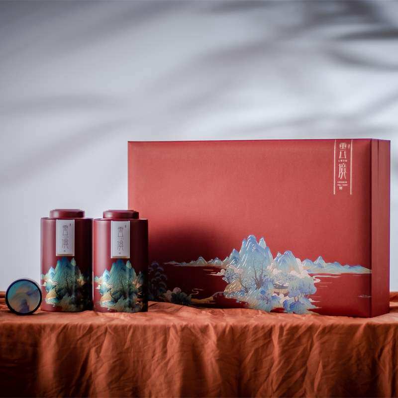 云境高档红茶普洱大红袍茶叶礼盒包装盒半斤通用铁罐茶空盒子定制