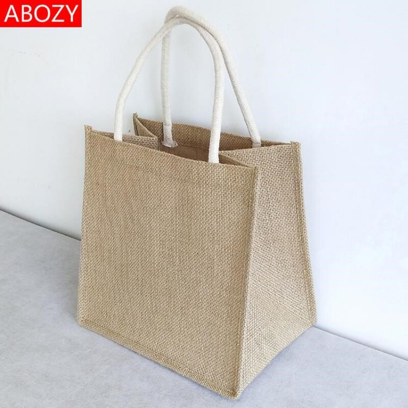 麻料手提袋夏天手拿包女时尚潮流韩版简约饭袋子手提袋小清新麻布