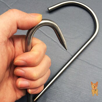 卖肉挂钩挂肉铁钩子带活动圈宽钩大号加粗屠宰钩不锈钢双钩肉钩子