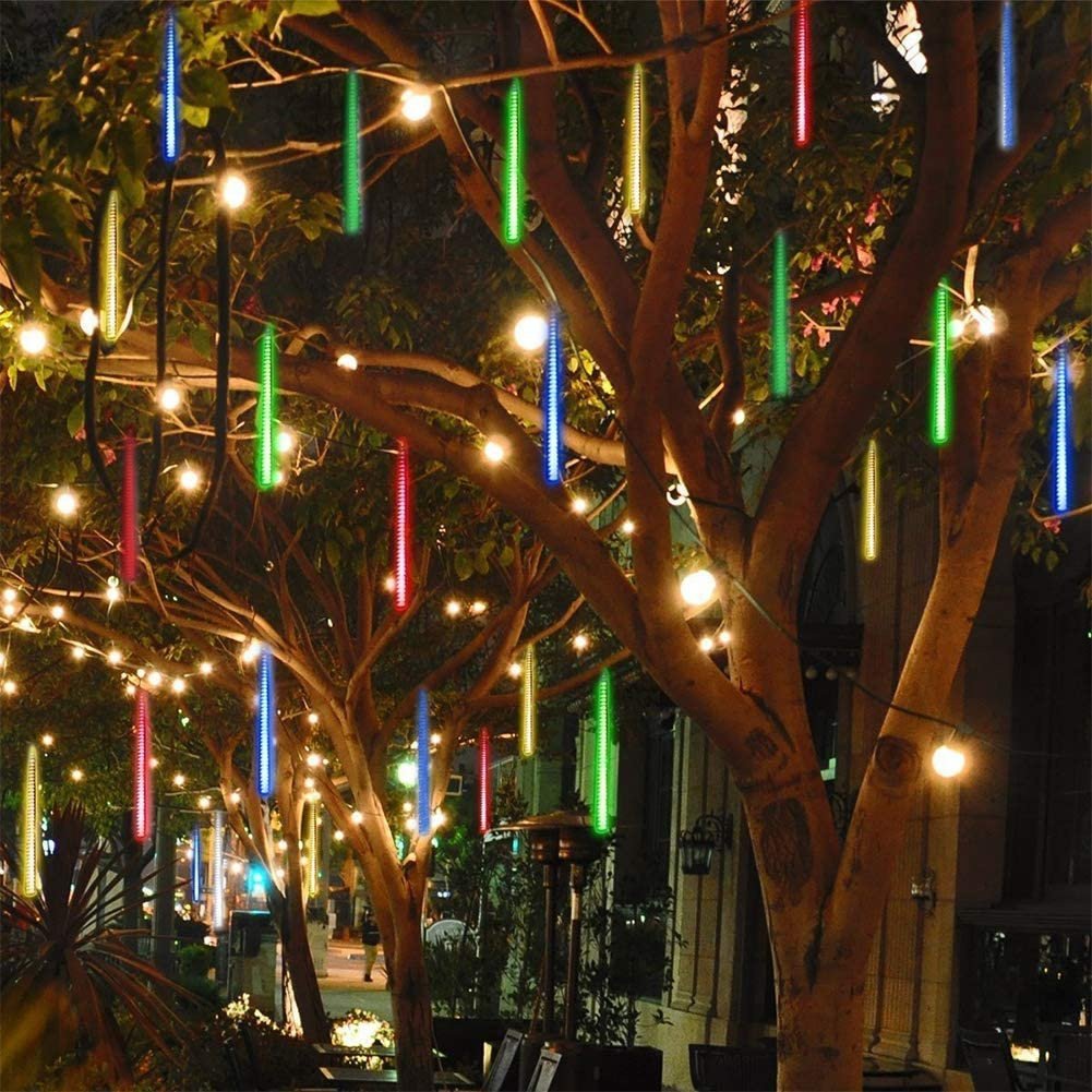 新品挂树led流星雨彩灯闪灯串灯满天星工程户外防水室外亮化街道