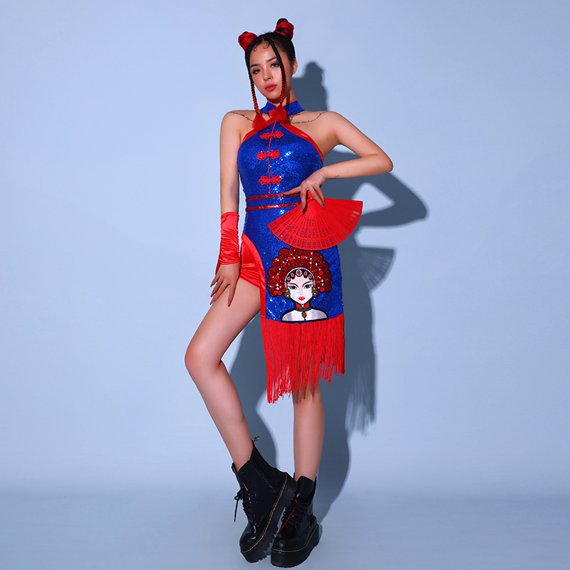 年会国潮中国风酒吧gogo领舞套装新款演出服装女爵士舞蹈现代舞服