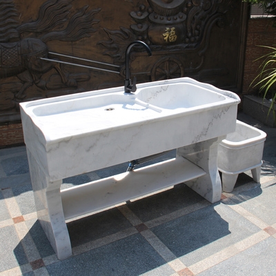 室外石头洗衣池阳台家用水池水槽带搓衣板整石洗衣台大理石材庭.