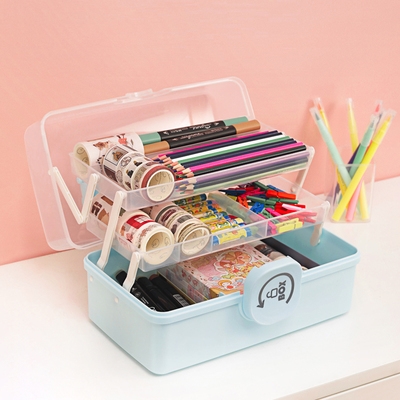 文具收纳盒手提美术生多功能绘画箱学生儿童马克笔胶带桌面置物架