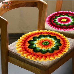 新款diy纯手工钩织毛线莲花坐垫沙发垫汽车坐椅针织垫子材料包.