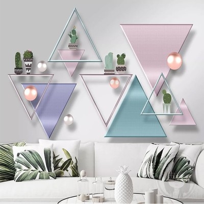 主卧拼接背景墙贴画一整张玄关装饰画3d立体自粘墙纸家用大面积.