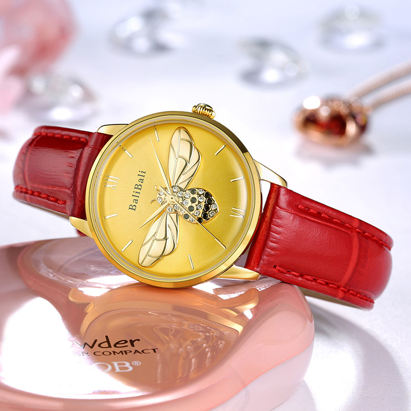 balibali黄金表女纯金999足金进口机芯数字手表黄金金表送礼防水