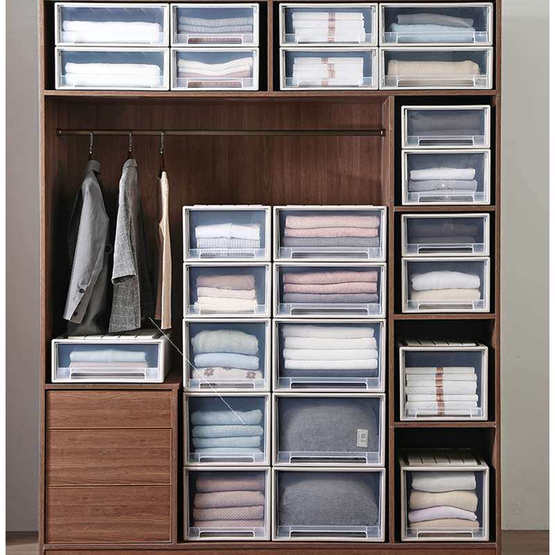 收物箱抽屉式塑料透明储物柜子衣服内f衣衣纳整q理箱柜橱衣衣收纳