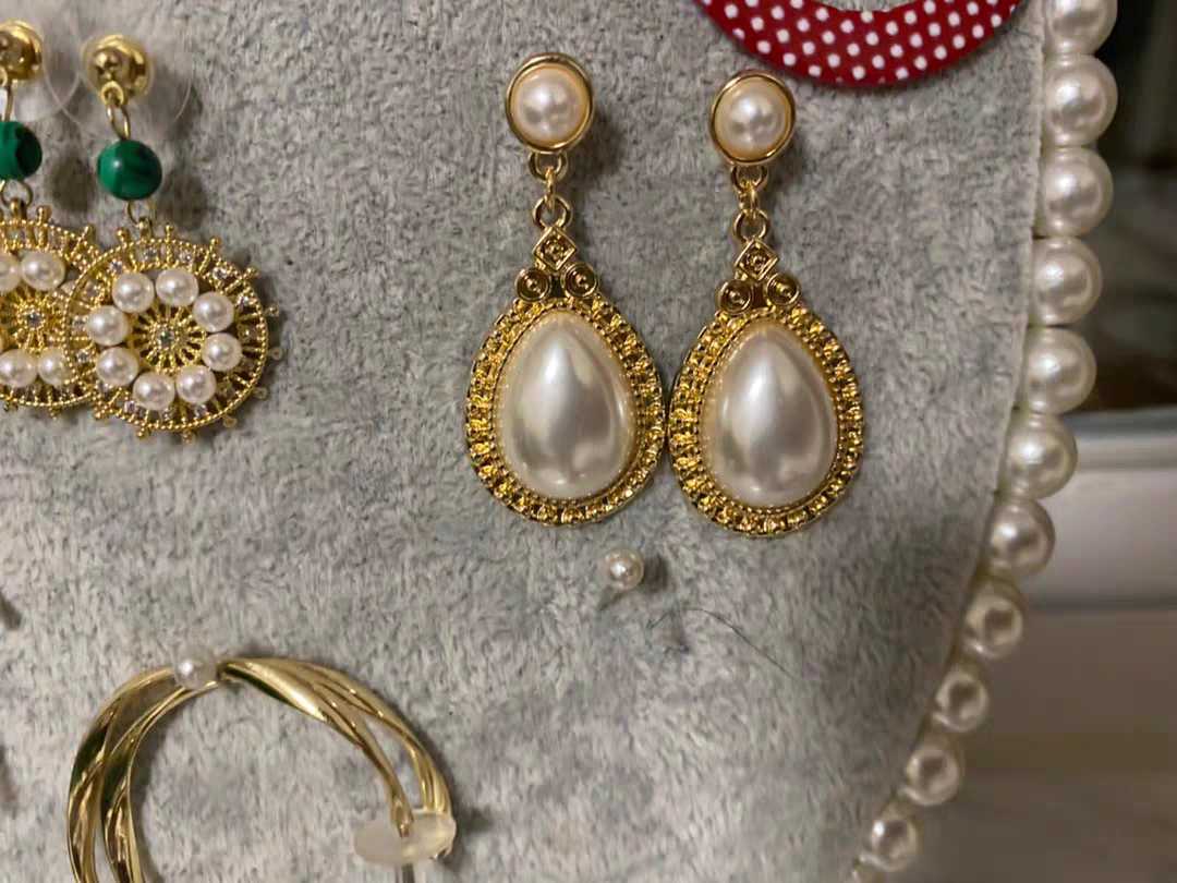 赫本设计师vintage复古简约百搭淑女气质感珍珠水晶耳夹耳环耳钉