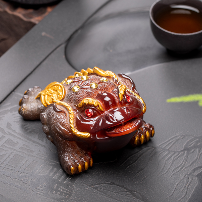 新品大号变色招财金蟾茶宠精品可养茶台摆设茶玩茶艺茶道三足蟾蜍