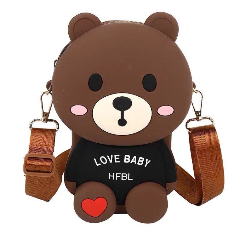 卡通小包包女新款欢乐熊硅胶公仔斜挎包潮流网红小熊包夏季款背包