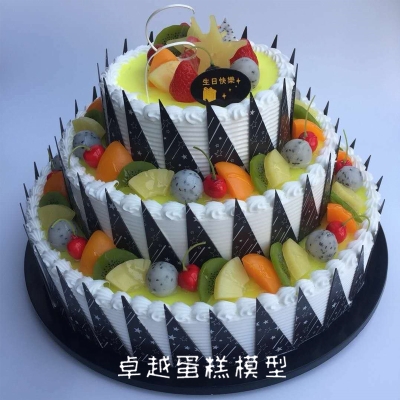 新品仿真蛋糕模型 三层水果欧式假蛋糕庆典模具塑胶样品生日蛋糕