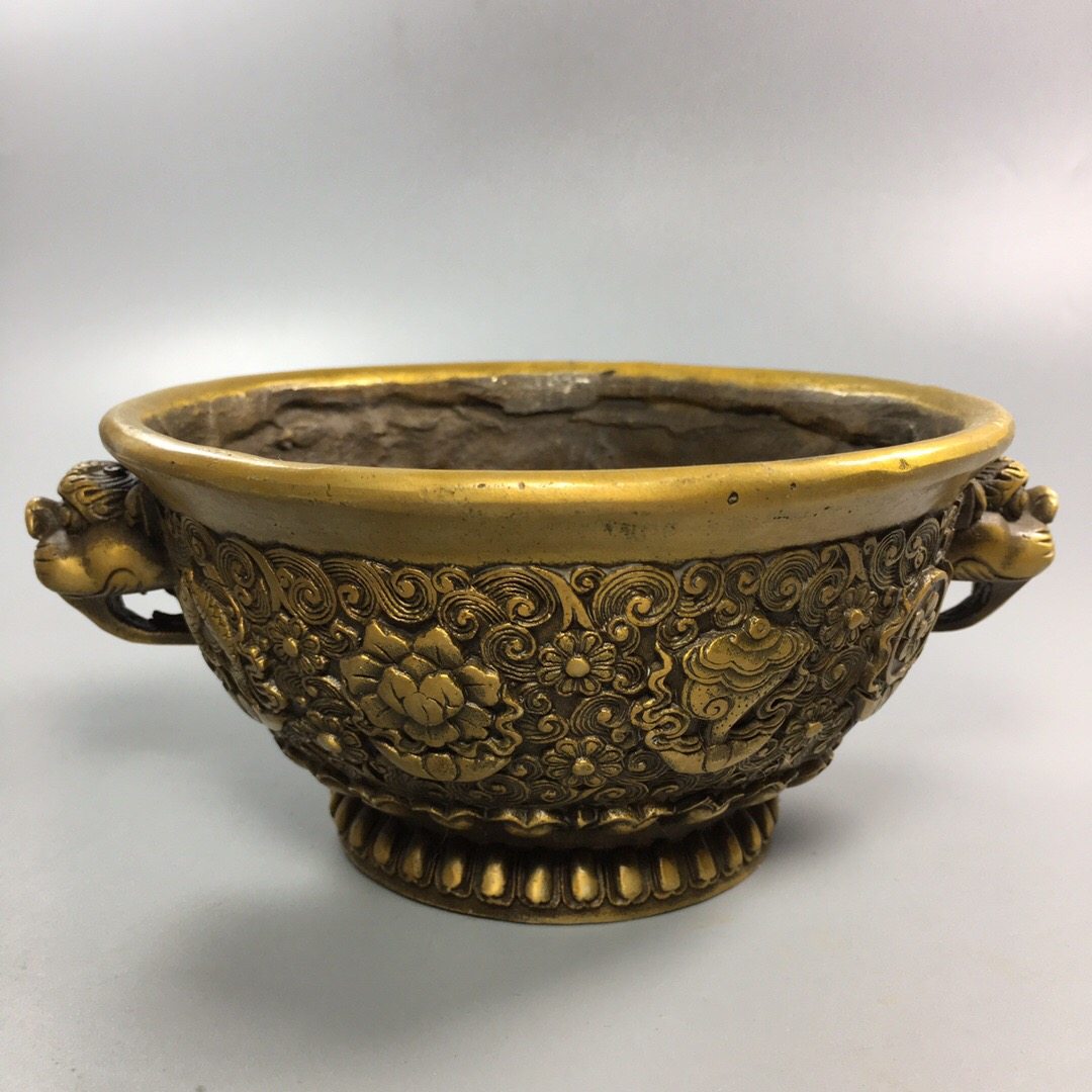 仿古铜器白铜黄铜摆件大号八宝家居装饰古玩杂项摆件